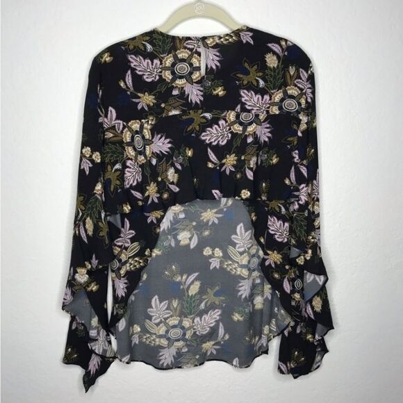 A.L.C. Cooper Silk Floral Open Back Long Sleeve Blouse sz 4 - Picture 6 of 15